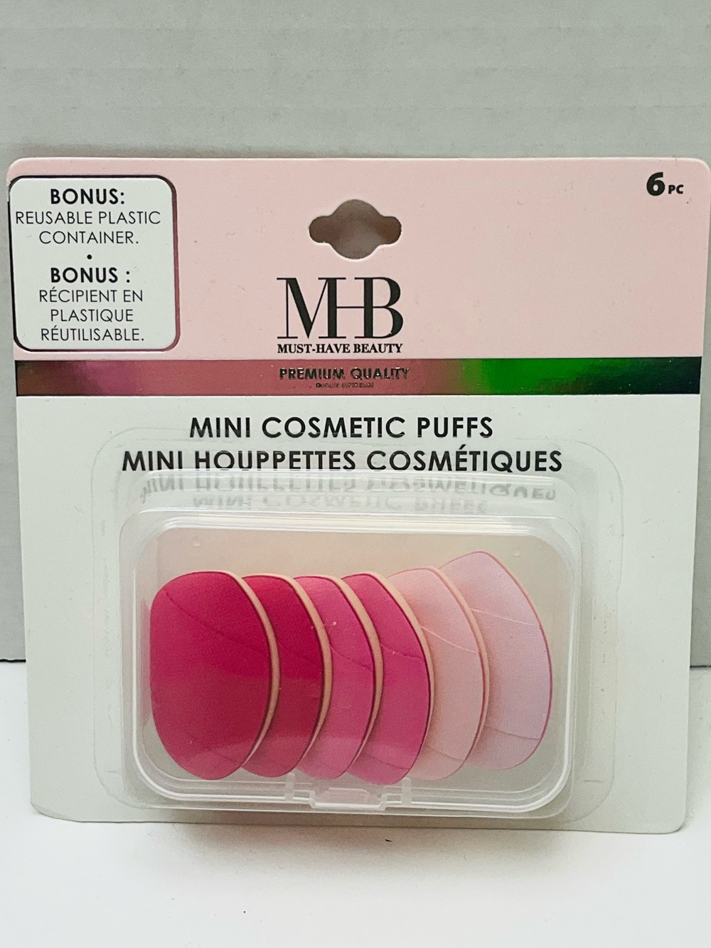 🌼4/$10🌼 NEW Mini Cosmetic Puffs - Pink (6 pc) with Reusable Plastic Container